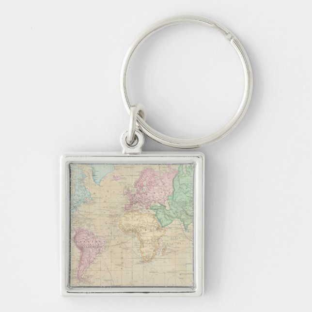 Historical World Map 2 Key Ring (Front)