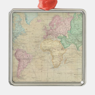 Historical World Map 2 Metal Tree Decoration