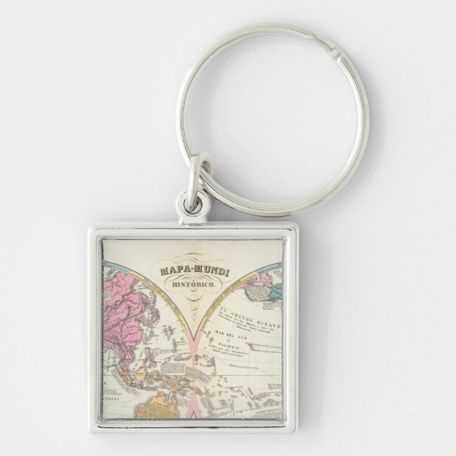 Historical World Map 3 Key Ring (Front)