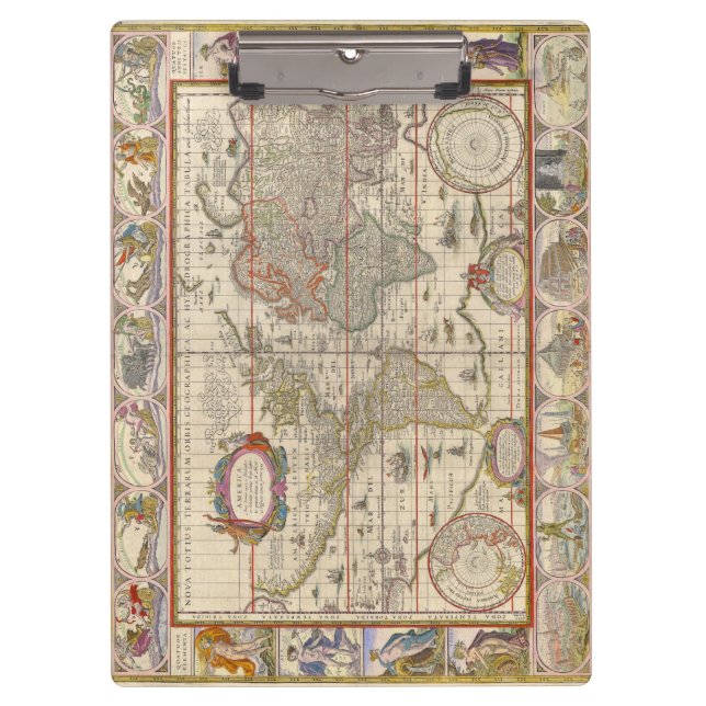 Historical World Map (by Willem Blaeu) Clipboard (Front)