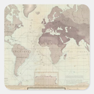 Historical World Map Square Sticker