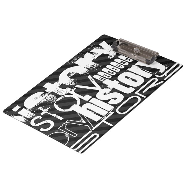 History; Black & Dark Grey Stripes Clipboard (Angled)