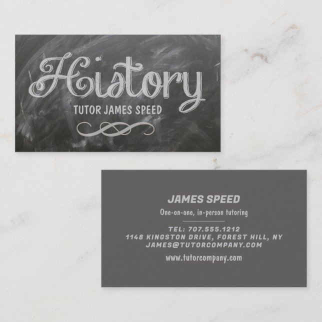 History Blackboard, History Tutor, Teacher Business Card (Front/Back)