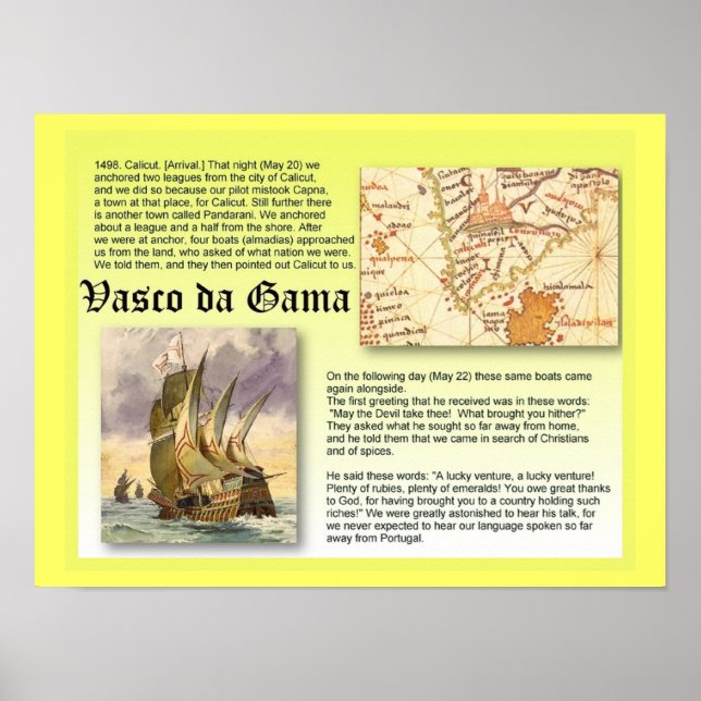 History, Explorers, Vasco da Gama Poster (Front)