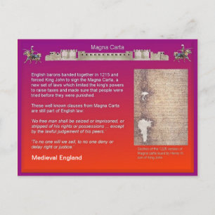 History,  Mediaeval England, Magna Carta Postcard