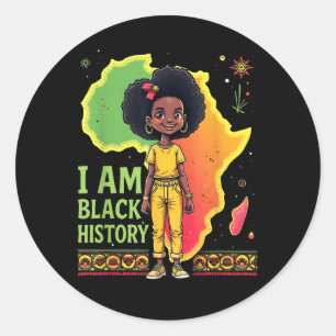 History Month African American Butterfly Kid Girl Classic Round Sticker