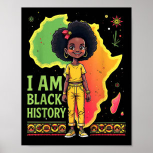 History Month African American Butterfly Kid Girl Poster