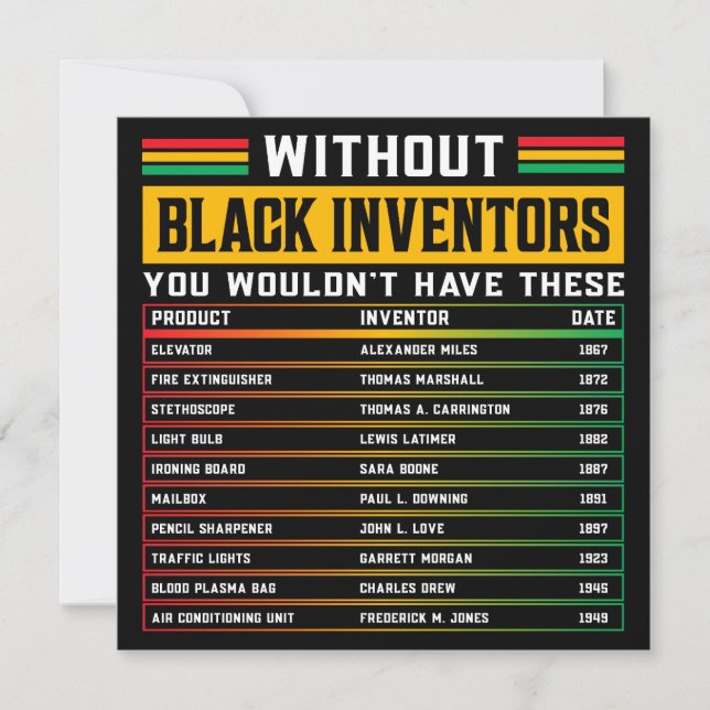 History Of Forgotten Black Inventors Black History Invitation (Front)