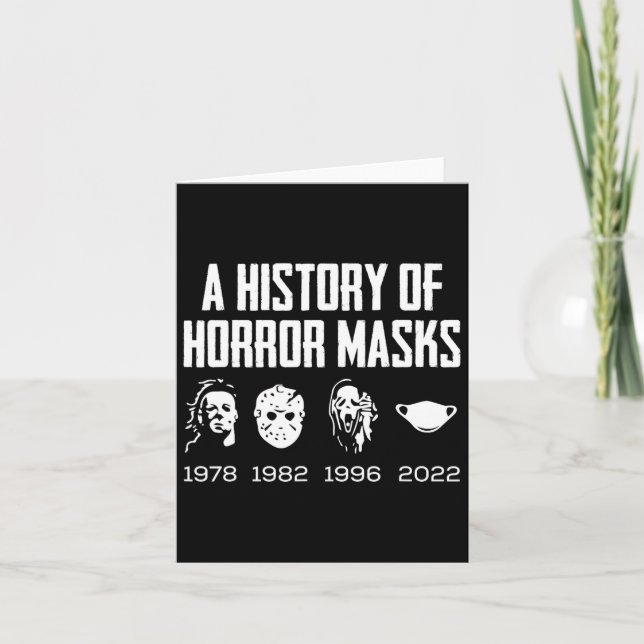 History Of Horror Masks Lazy Halloween Costume Fac Card (Front)