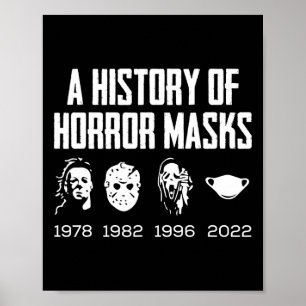 History Of Horror Masks Lazy Halloween Costume Fac Poster
