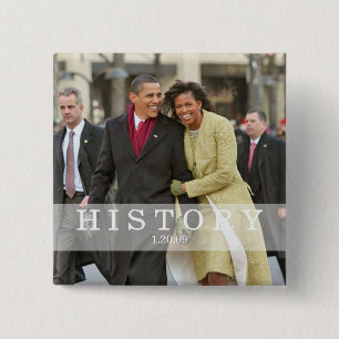 HISTORY: President Barack and Michelle Obama 15 Cm Square Badge