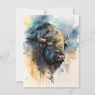 History Remembered American Bison In Watercolors Holiday Card