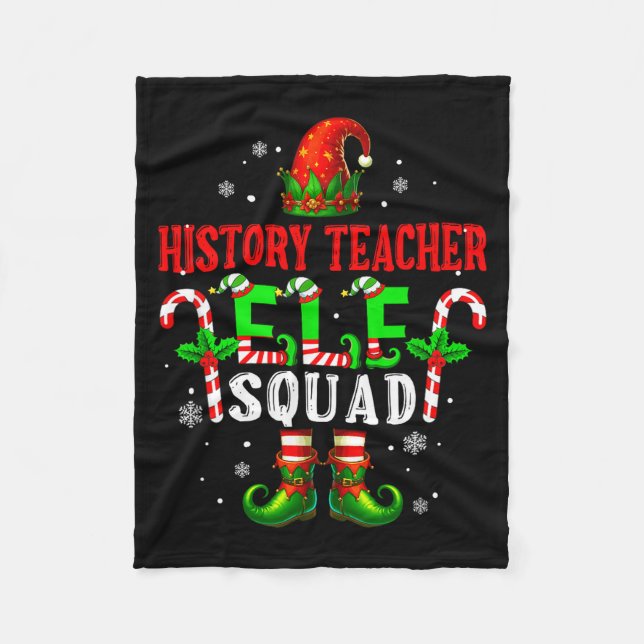 History Teacher Elf Squad Xmas Elf Hat Scute Ss Cu Fleece Blanket (Front)