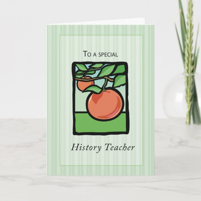 History Teacher Thank You, Apple Thank You Card (Front)
