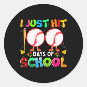 Hit 100 Days Childrens Baseball Costume 100th Day Classic Round Sticker
