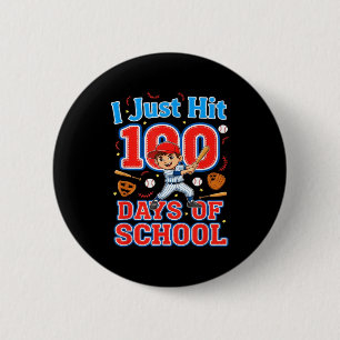Hit 100 days of school baseball 100th day boys kid 6 cm round badge