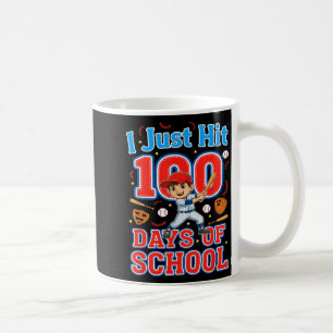Hit 100 days of school baseball 100th day boys kid coffee mug