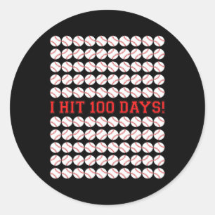 Hit 100 Days Of School Baseball 100th Day Gifts Classic Round Sticker