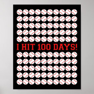 Hit 100 Days Of School Baseball 100th Day Gifts  Poster
