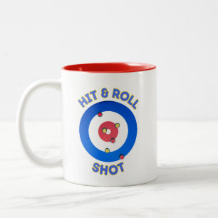 Hit and Roll Curling Shot T-Shirt Two-Tone Coffee Mug