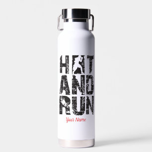 Hit And Run Boxer Silhouette Combat Sports Typogra Water Bottle