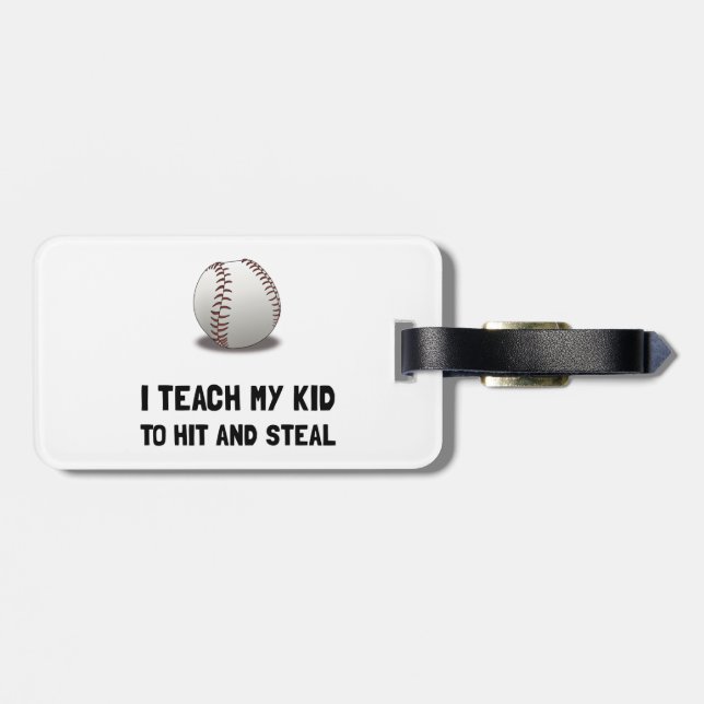 Hit And Steal Baseball Luggage Tag (Back Horizontal)