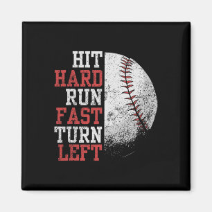 Hit Hard Run Fast Turn Left Funny Sell Player Fan Magnet