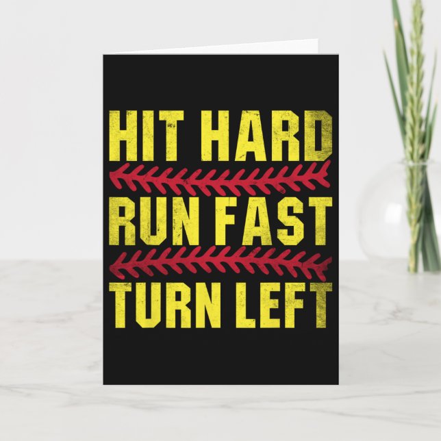 Hit Hard Run Fast Turn Left Men Boys Kid Youth Sof Card (Front)