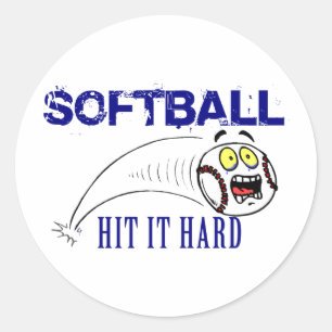 Hit It Hard Softball Classic Round Sticker
