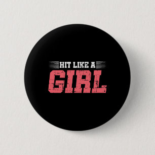 Hit Like A Girl Boxing Girl Gift Mma Kickboxing Bo 6 Cm Round Badge