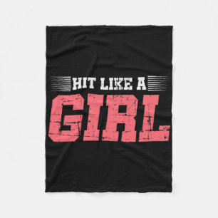 Hit Like A Girl Boxing Girl Gift Mma Kickboxing Bo Fleece Blanket
