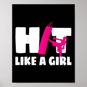 Hit Like A Girl Martial Arts Kickboxer Kickboxing  Poster