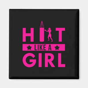 Hit Like A Girl Punching Bag Boxer Boxing Quote Magnet