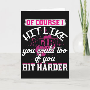 Hit Like A Girl Shirt Fun Kickboxing Boxing For Wo Card