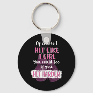 Hit Like A Girl T Shirt Fun Kickboxing Boxing Tee  Key Ring