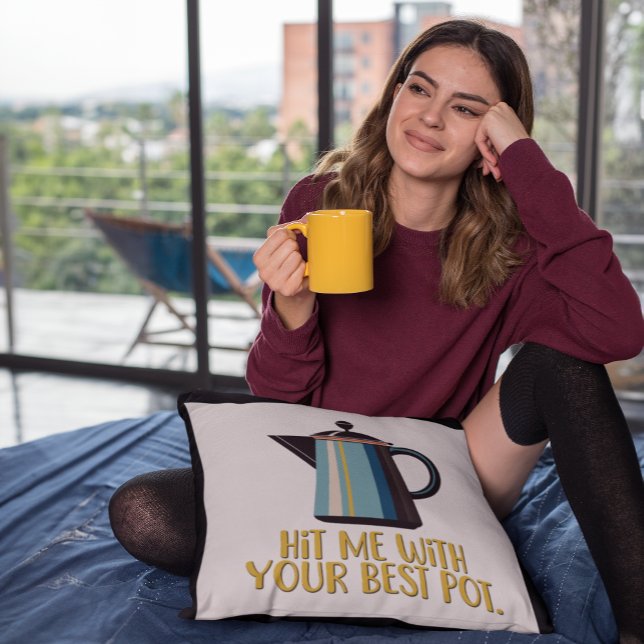 Hit Me With Your Best Pot Retro Coffee Cushion (Creator Uploaded)