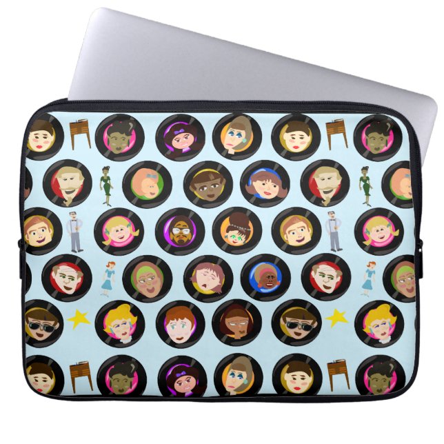 Hit Parade Oldie Records Cartoon Character Vinyl  Laptop Sleeve (Front)