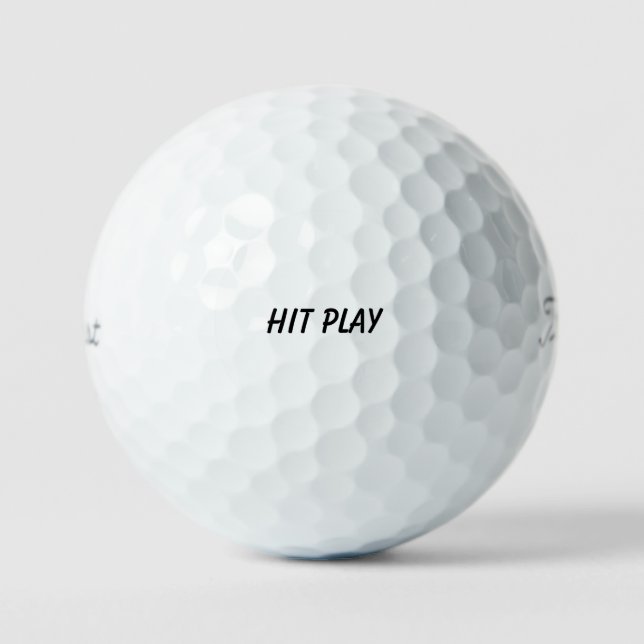'Hit Play' Inspirational Fresh Optimistic Gift Golf Balls (Front)