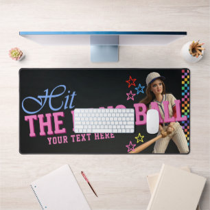 Hit The Dang Ball Funny Baseball Mom Doll Face Desk Mat