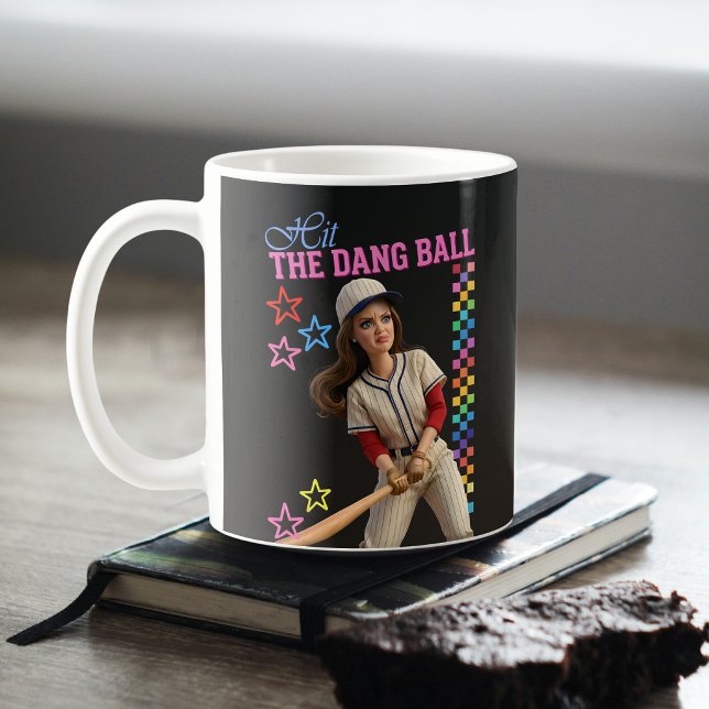 Hit The Dang Ball Funny Baseball Mum Doll Face Coffee Mug (Creator Uploaded)