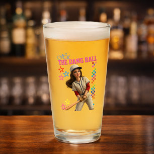 Hit The Dang Ball Funny Baseball Mum Doll Face Glass