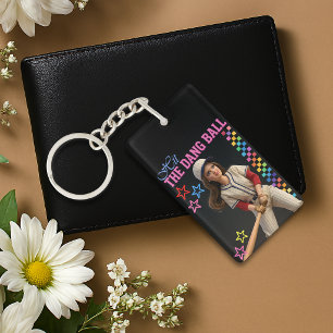Hit The Dang Ball Funny Baseball Mum Doll Face Key Ring