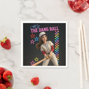 Hit The Dang Ball Funny Baseball Mum Doll Face Napkin