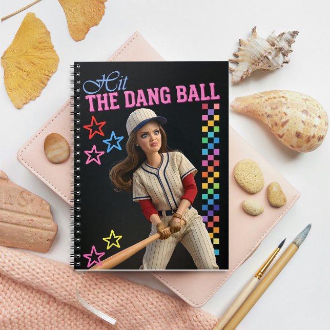 Hit The Dang Ball Funny Baseball Mum Doll Face Notebook (Creator Uploaded)