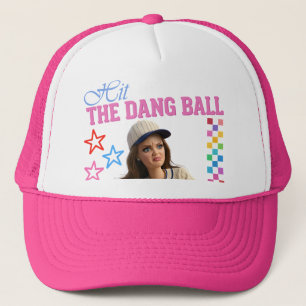 Hit The Dang Ball Funny Baseball Mum Doll Face Trucker Hat