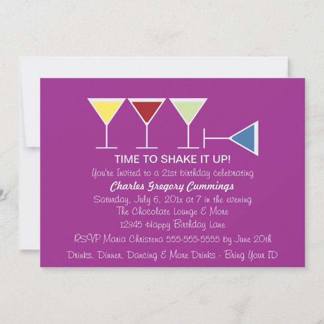 Hit The Floor Birthday Invitation (Purple) (Front)