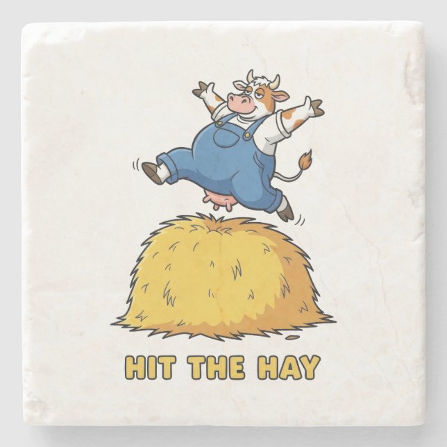 Hit the Hay Cow Stone Coaster (Front)