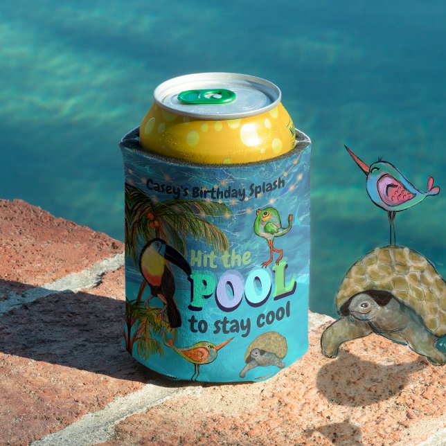 Hit the Pool to stay Cool Birthday Personalised Can Cooler (Hit the Pool to stay Cool Birthday Personalized Can Cooler  Front
)