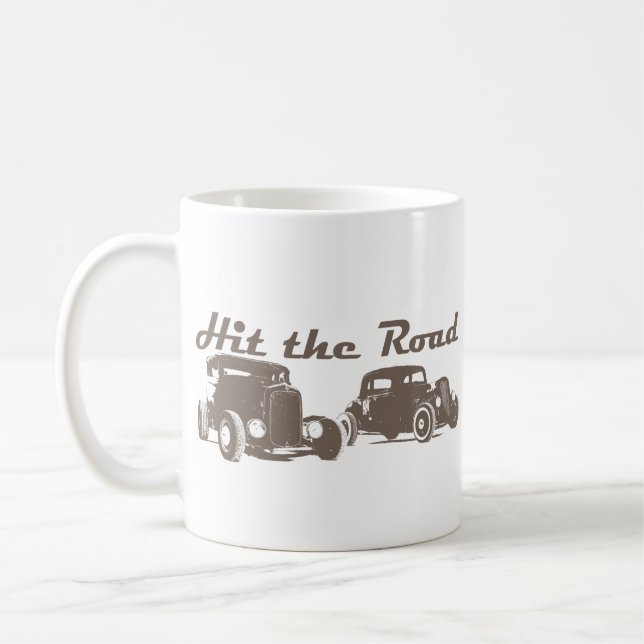 Hit the Road - Hot Rods flat brown Coffee Mug (Left)