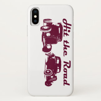 Hit the Road - Hot Rods. Flat burgundy version. iPhone X Case